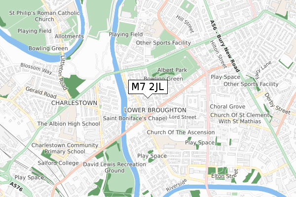 M7 2JL map - small scale - OS Open Zoomstack (Ordnance Survey)