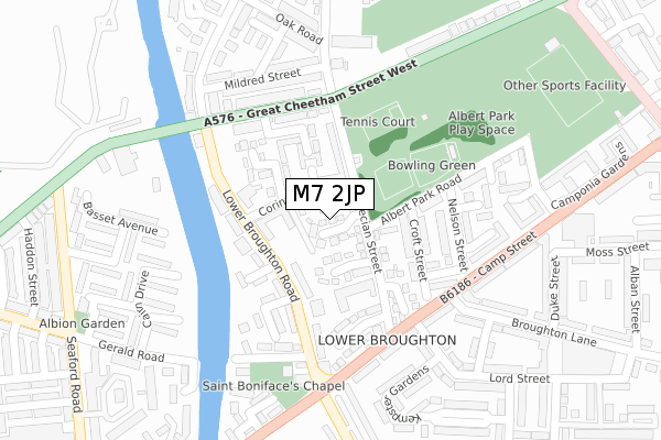 M7 2JP map - large scale - OS Open Zoomstack (Ordnance Survey)