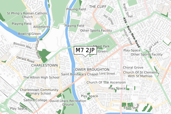 M7 2JP map - small scale - OS Open Zoomstack (Ordnance Survey)