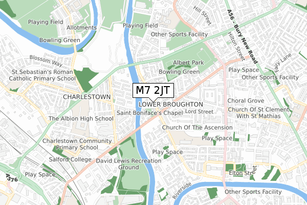 M7 2JT map - small scale - OS Open Zoomstack (Ordnance Survey)