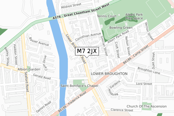 M7 2JX map - large scale - OS Open Zoomstack (Ordnance Survey)