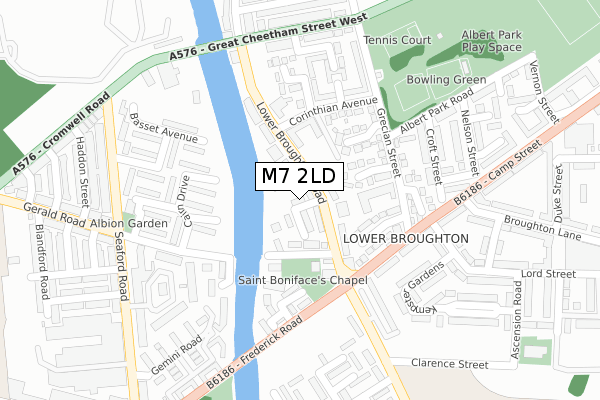 M7 2LD map - large scale - OS Open Zoomstack (Ordnance Survey)