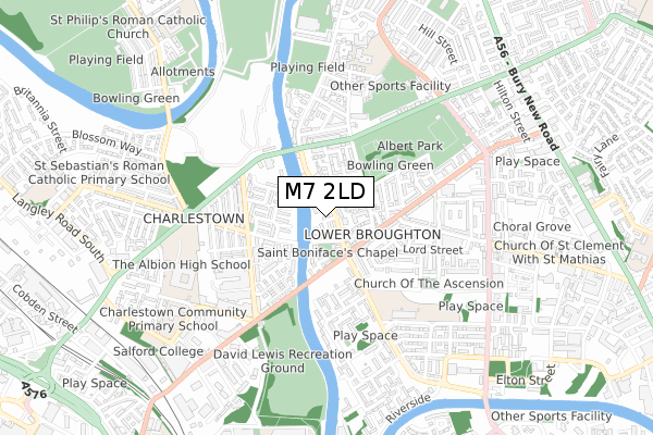 M7 2LD map - small scale - OS Open Zoomstack (Ordnance Survey)