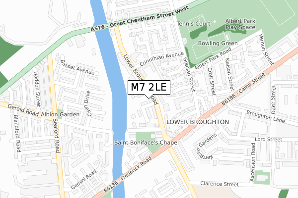 M7 2LE map - large scale - OS Open Zoomstack (Ordnance Survey)