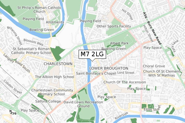 M7 2LG map - small scale - OS Open Zoomstack (Ordnance Survey)