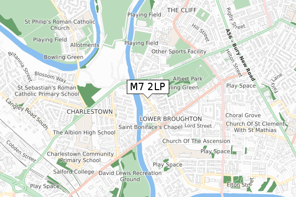 M7 2LP map - small scale - OS Open Zoomstack (Ordnance Survey)