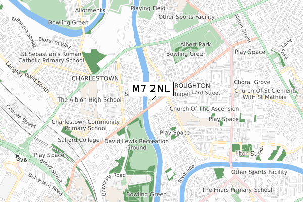 M7 2NL map - small scale - OS Open Zoomstack (Ordnance Survey)