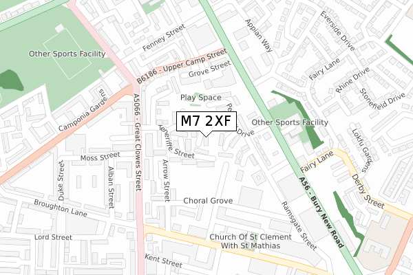 M7 2XF map - large scale - OS Open Zoomstack (Ordnance Survey)