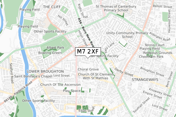 M7 2XF map - small scale - OS Open Zoomstack (Ordnance Survey)