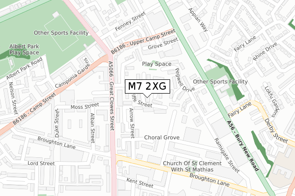 M7 2XG map - large scale - OS Open Zoomstack (Ordnance Survey)