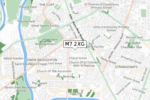 M7 2XG map - small scale - OS Open Zoomstack (Ordnance Survey)