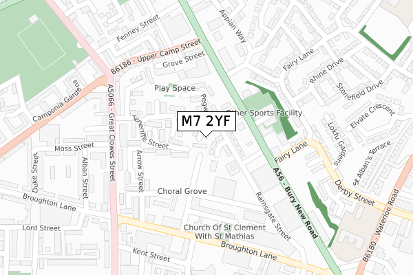 M7 2YF map - large scale - OS Open Zoomstack (Ordnance Survey)