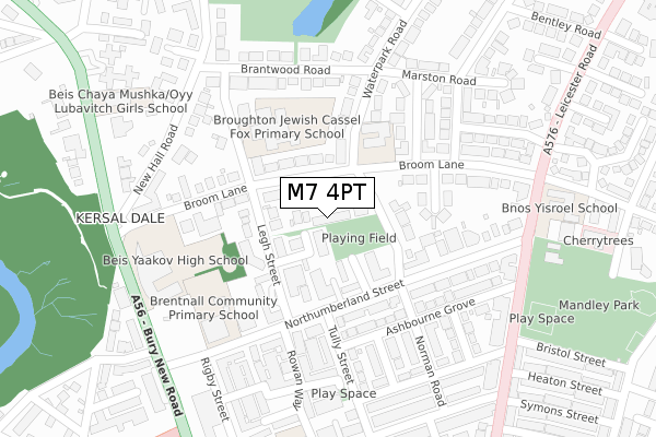 M7 4PT map - large scale - OS Open Zoomstack (Ordnance Survey)