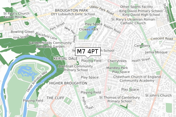 M7 4PT map - small scale - OS Open Zoomstack (Ordnance Survey)