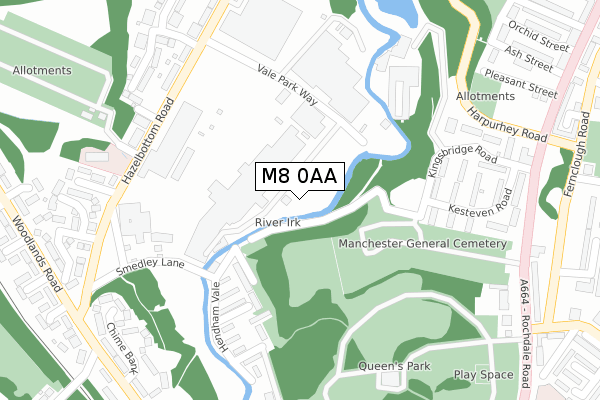 M8 0AA map - large scale - OS Open Zoomstack (Ordnance Survey)