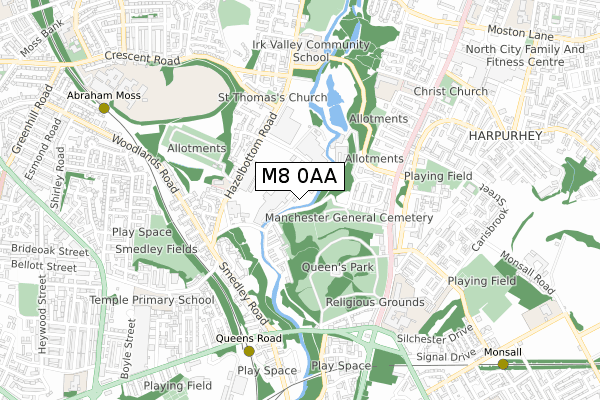 M8 0AA map - small scale - OS Open Zoomstack (Ordnance Survey)