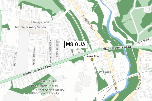 M8 0UA map - large scale - OS Open Zoomstack (Ordnance Survey)