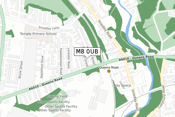 M8 0UB map - large scale - OS Open Zoomstack (Ordnance Survey)