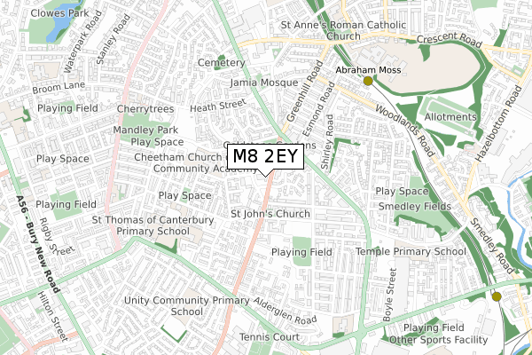 M8 2EY map - small scale - OS Open Zoomstack (Ordnance Survey)