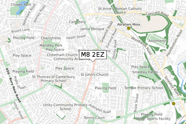 M8 2EZ map - small scale - OS Open Zoomstack (Ordnance Survey)