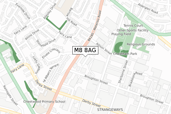 M8 8AG map - large scale - OS Open Zoomstack (Ordnance Survey)