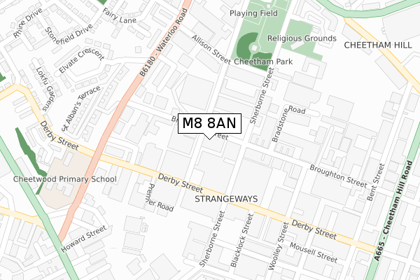 M8 8AN map - large scale - OS Open Zoomstack (Ordnance Survey)