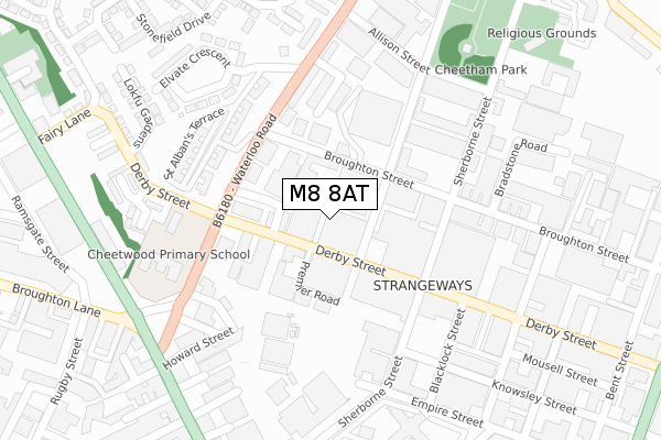 M8 8AT map - large scale - OS Open Zoomstack (Ordnance Survey)