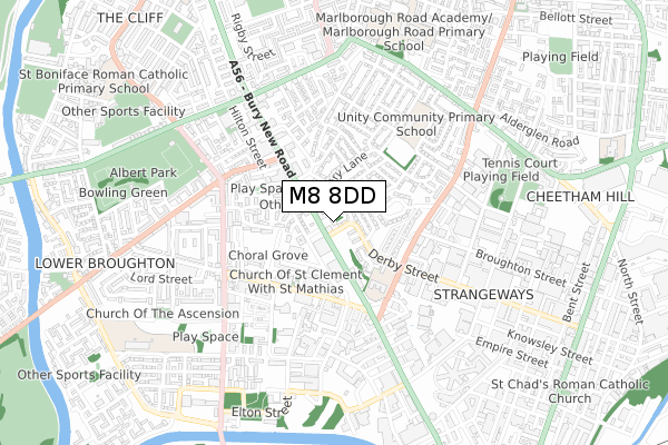 M8 8DD map - small scale - OS Open Zoomstack (Ordnance Survey)