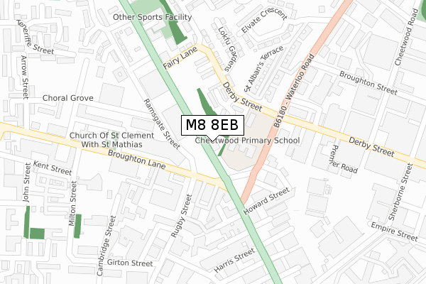 M8 8EB map - large scale - OS Open Zoomstack (Ordnance Survey)