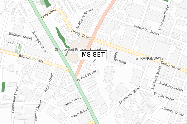 M8 8ET map - large scale - OS Open Zoomstack (Ordnance Survey)