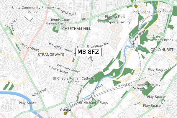 M8 8FZ map - small scale - OS Open Zoomstack (Ordnance Survey)