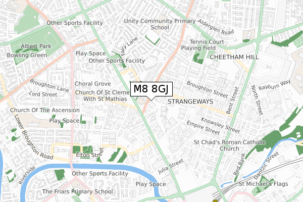 M8 8GJ map - small scale - OS Open Zoomstack (Ordnance Survey)