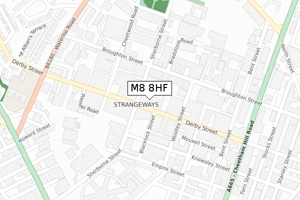 M8 8HF map - large scale - OS Open Zoomstack (Ordnance Survey)