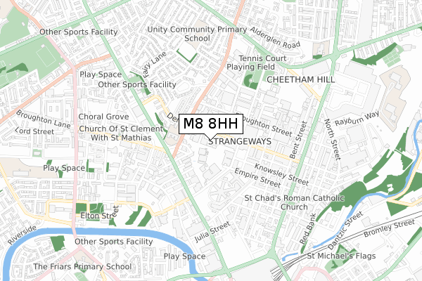 M8 8HH map - small scale - OS Open Zoomstack (Ordnance Survey)