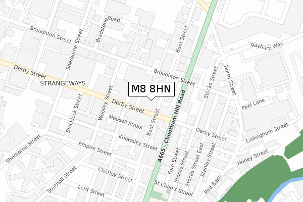 M8 8HN map - large scale - OS Open Zoomstack (Ordnance Survey)