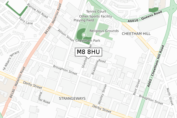 M8 8HU map - large scale - OS Open Zoomstack (Ordnance Survey)