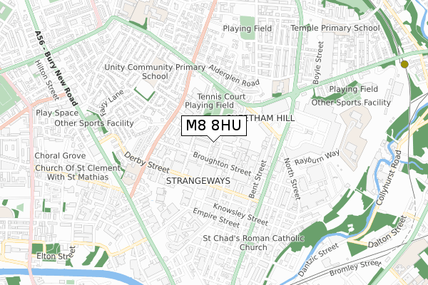 M8 8HU map - small scale - OS Open Zoomstack (Ordnance Survey)