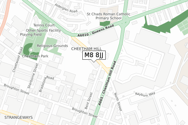 M8 8JJ map - large scale - OS Open Zoomstack (Ordnance Survey)