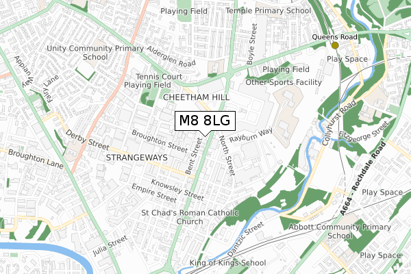 M8 8LG map - small scale - OS Open Zoomstack (Ordnance Survey)