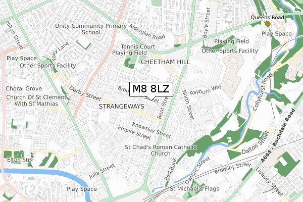 M8 8LZ map - small scale - OS Open Zoomstack (Ordnance Survey)