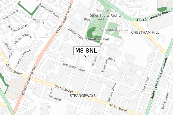 M8 8NL map - large scale - OS Open Zoomstack (Ordnance Survey)