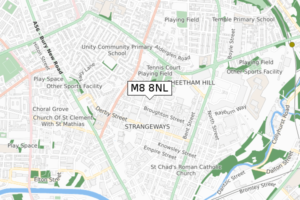 M8 8NL map - small scale - OS Open Zoomstack (Ordnance Survey)