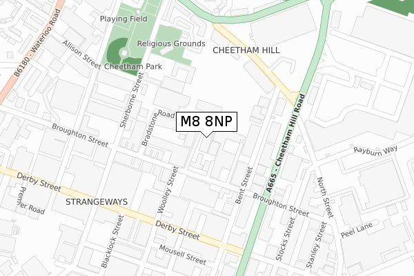 M8 8NP map - large scale - OS Open Zoomstack (Ordnance Survey)