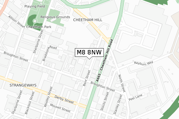 M8 8NW map - large scale - OS Open Zoomstack (Ordnance Survey)