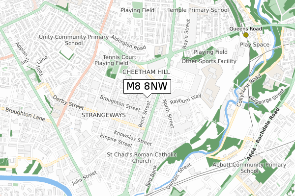 M8 8NW map - small scale - OS Open Zoomstack (Ordnance Survey)