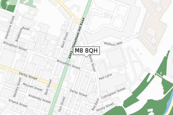 M8 8QH map - large scale - OS Open Zoomstack (Ordnance Survey)