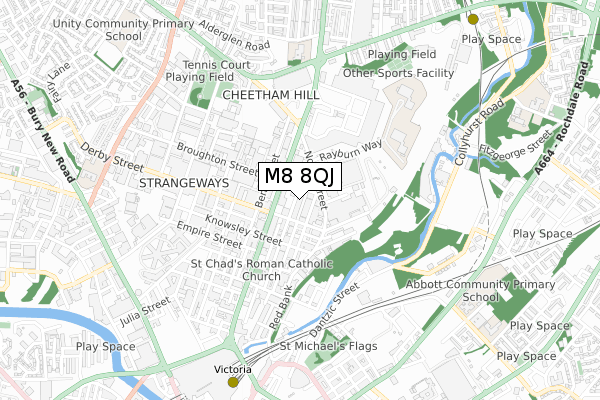 M8 8QJ map - small scale - OS Open Zoomstack (Ordnance Survey)