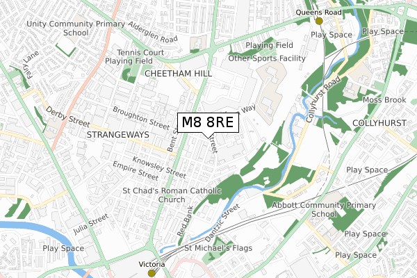 M8 8RE map - small scale - OS Open Zoomstack (Ordnance Survey)