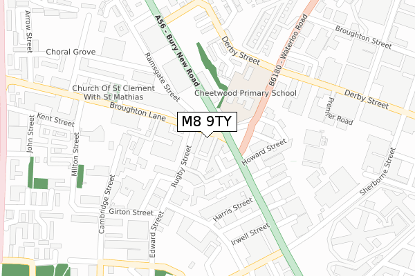 M8 9TY map - large scale - OS Open Zoomstack (Ordnance Survey)