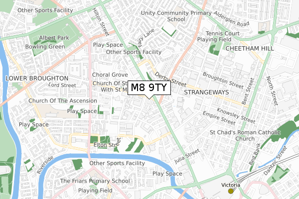 M8 9TY map - small scale - OS Open Zoomstack (Ordnance Survey)